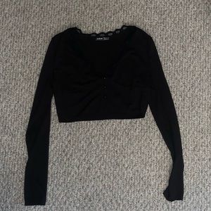Sexy Black Buttoned Crop